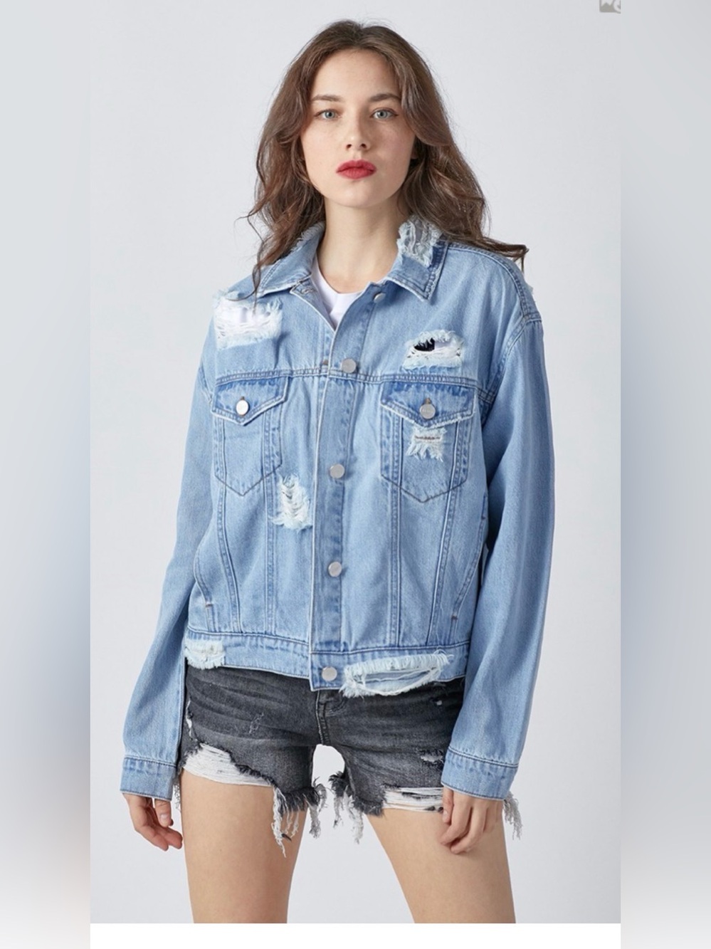 Risen HEAVY DISTRESSED OVERSIZED CROP JACKET